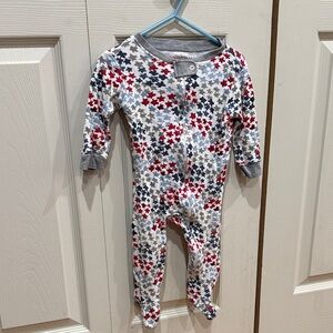 Burt's Bees Baby Red and Gray Star Footie 6-9M